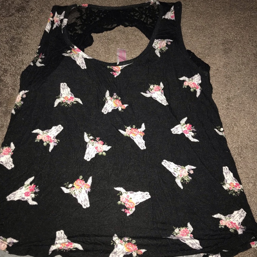 Open lace back tank top